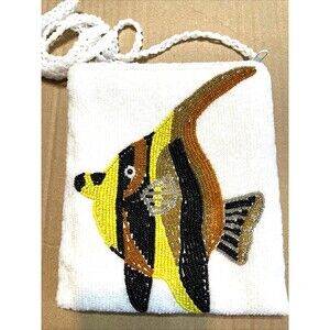 Ermo Beaded Fish Crossbody Purse Nautical Whimsical Novelty